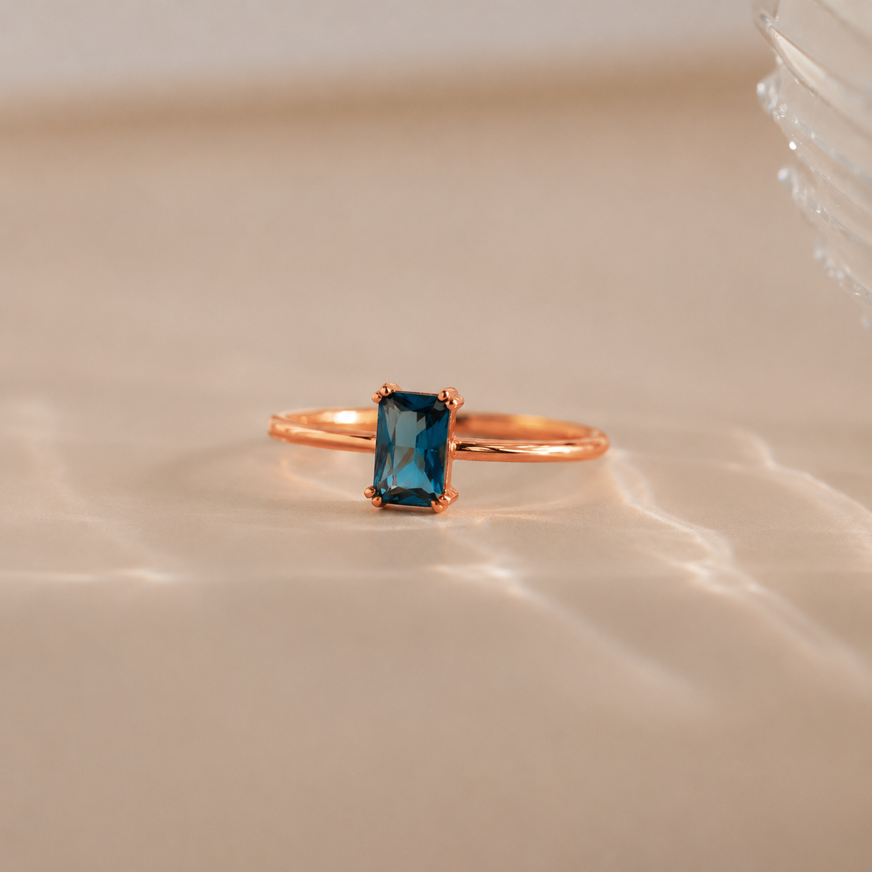 Blue Topaz Emerald Ring