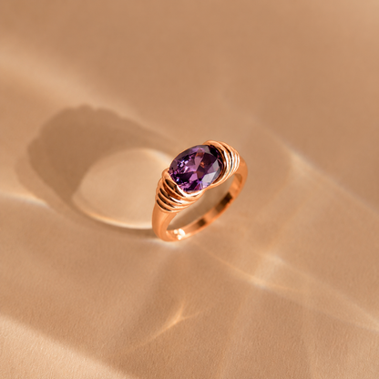 Vintage Glamour: Dark Amethyst Signet Ring
