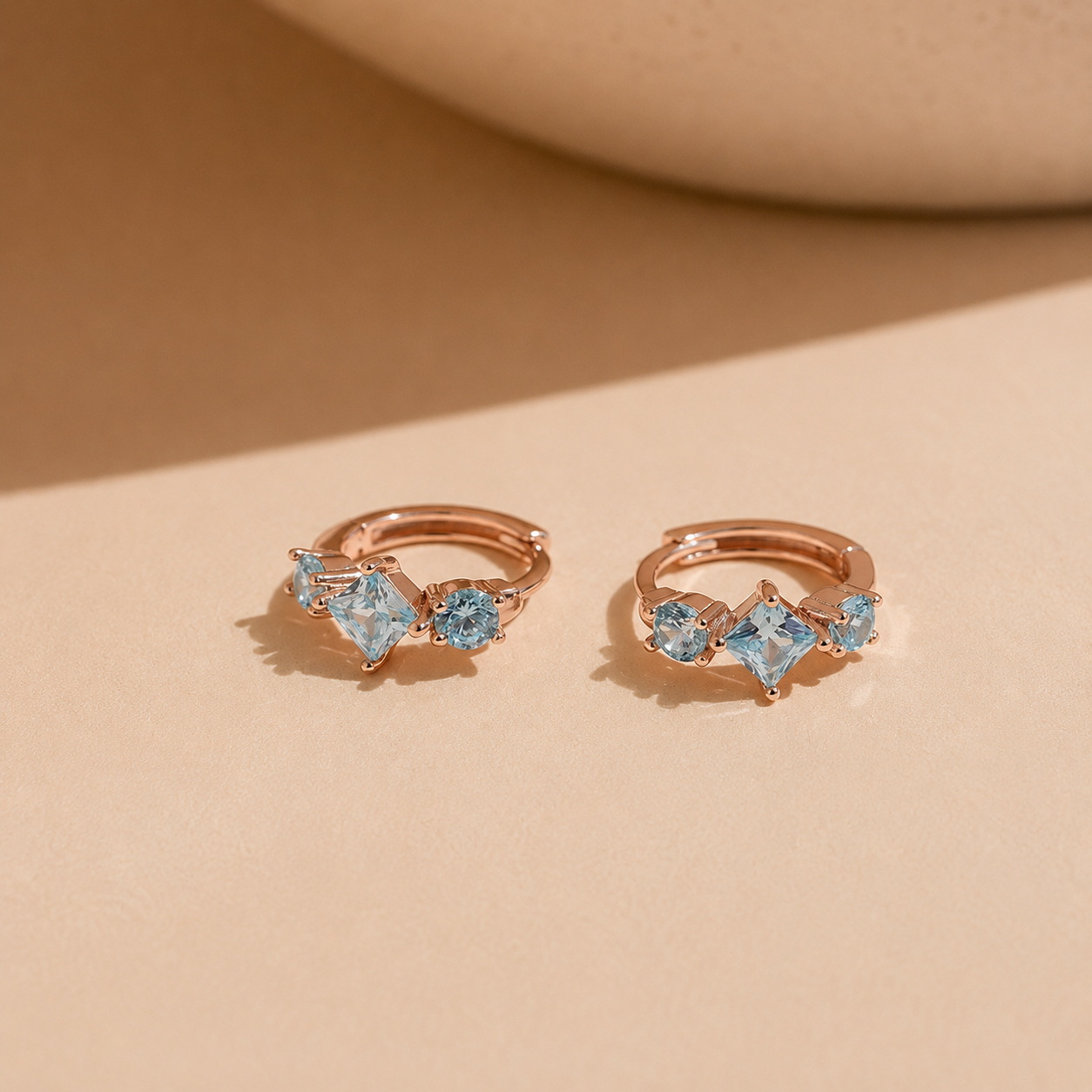 Aquamarine Huggie Hoops