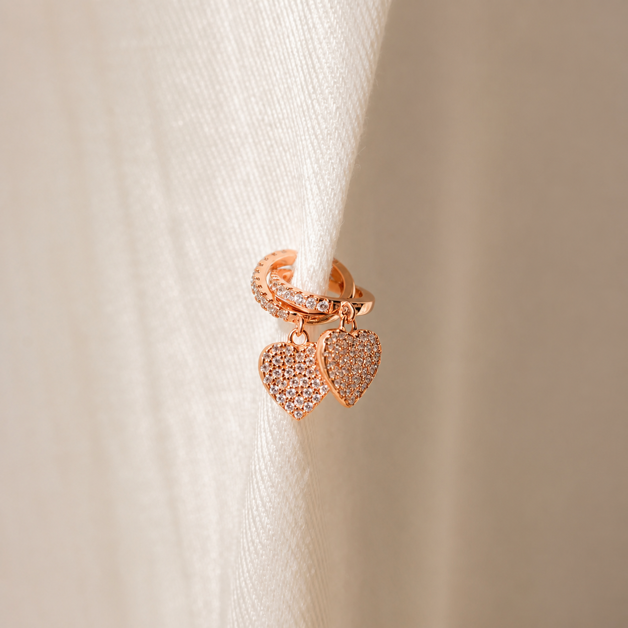Pave Heart Ear Cuffs