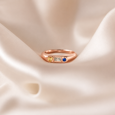 Tri-Gemstone Birthstone Signet Ring