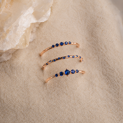 Sapphire Stacking Ring Set: Ocean-Inspired Elegance