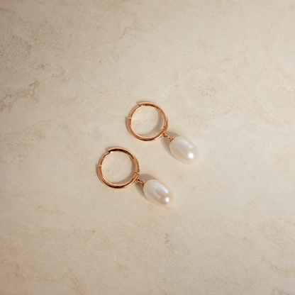 Maggie Pearl Drop Hoops