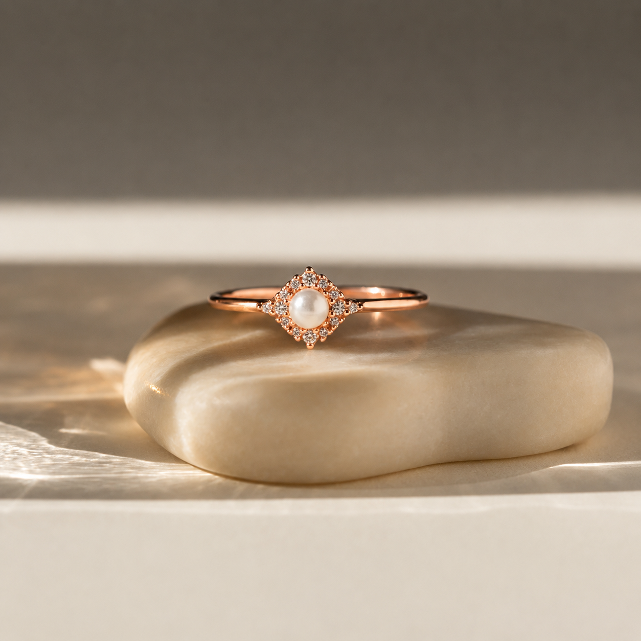 Vintage Pave Pearl Ring
