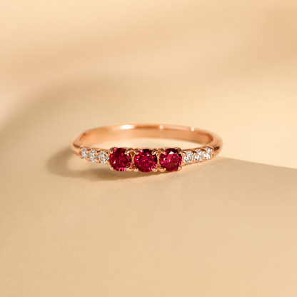 The Pave Triple Birthstone Eternity Ring