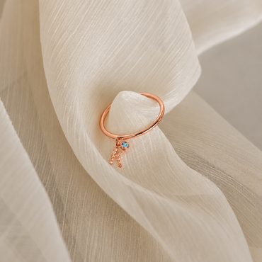 Pave Initial Birthstone Drop Ring