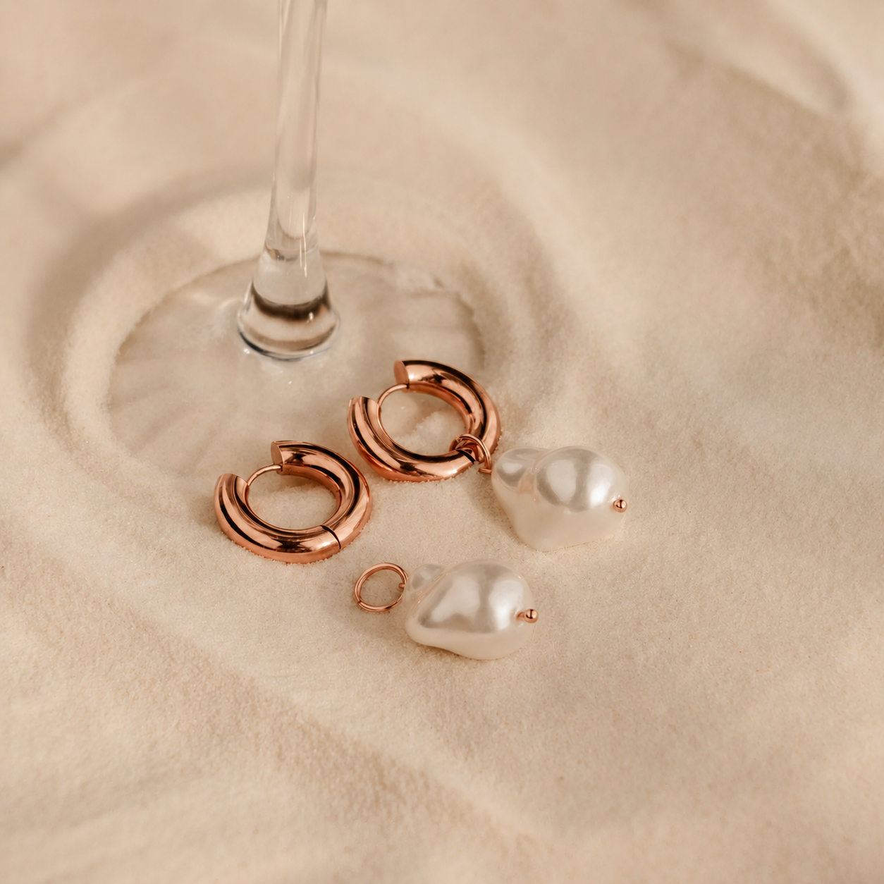 Baroque Pearl Drop Hoop Earrings