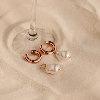 Baroque Pearl Drop Hoop Earrings