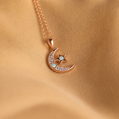 Opal Moon & Star Necklace
