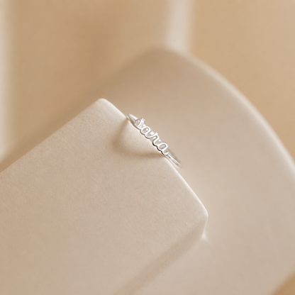 Petite Script Name Ring