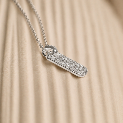 Pave Tag Charm Necklace