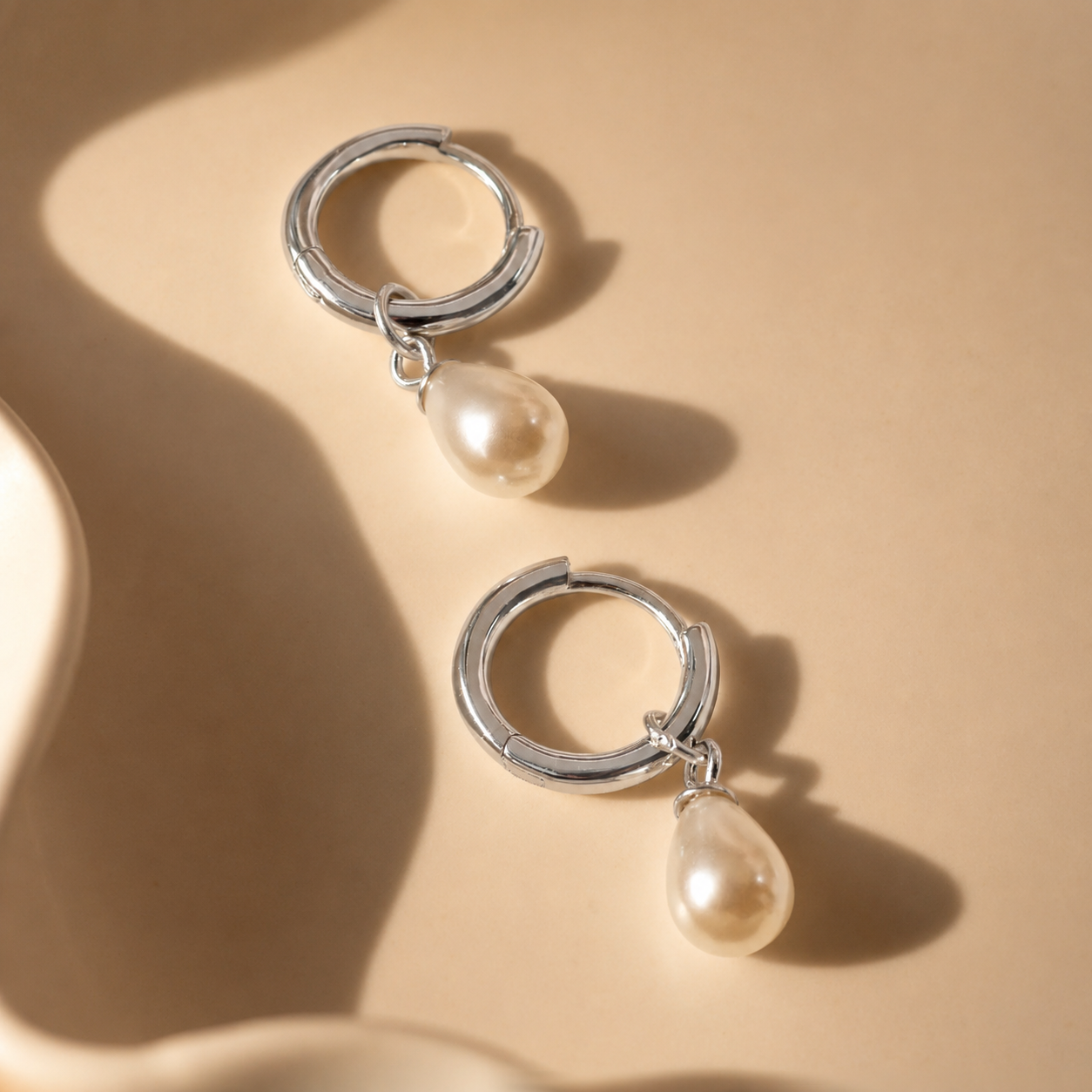 Dainty Pearl Drop Huggies