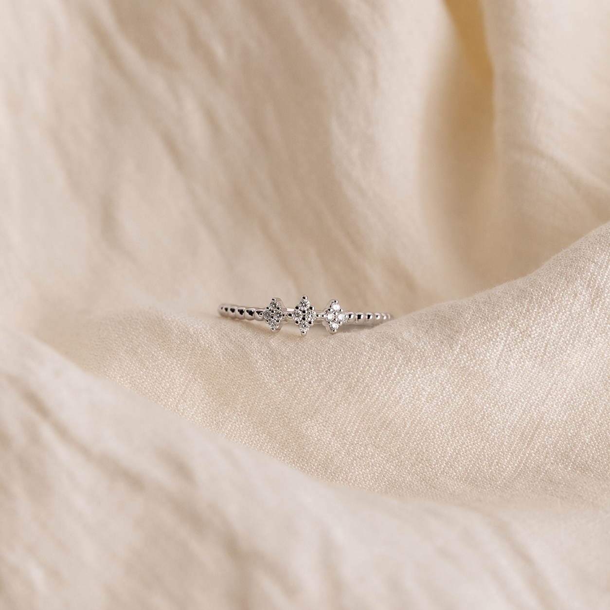 Jasmine Beaded Diamond Ring