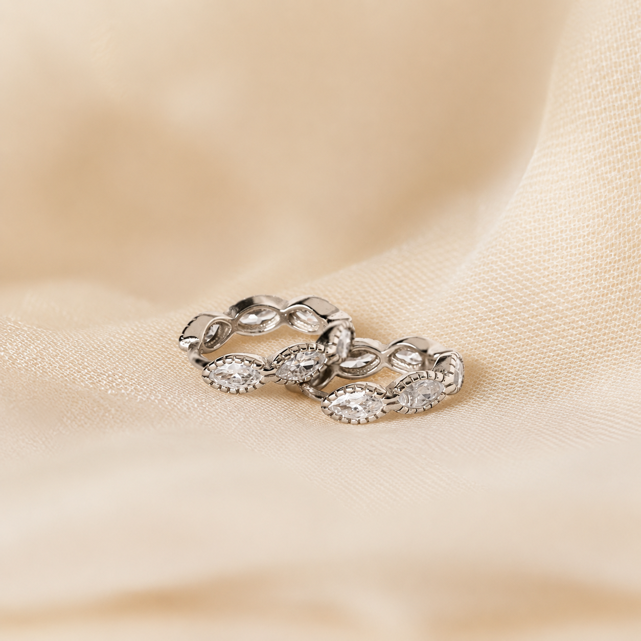 Marquise Inlay Huggies