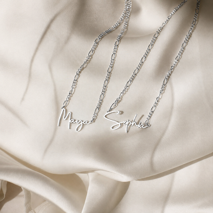 Make a Statement with the Carrie Name Necklace in Figaro Chain