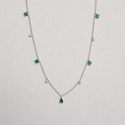 Emerald Diamond Station Necklace
