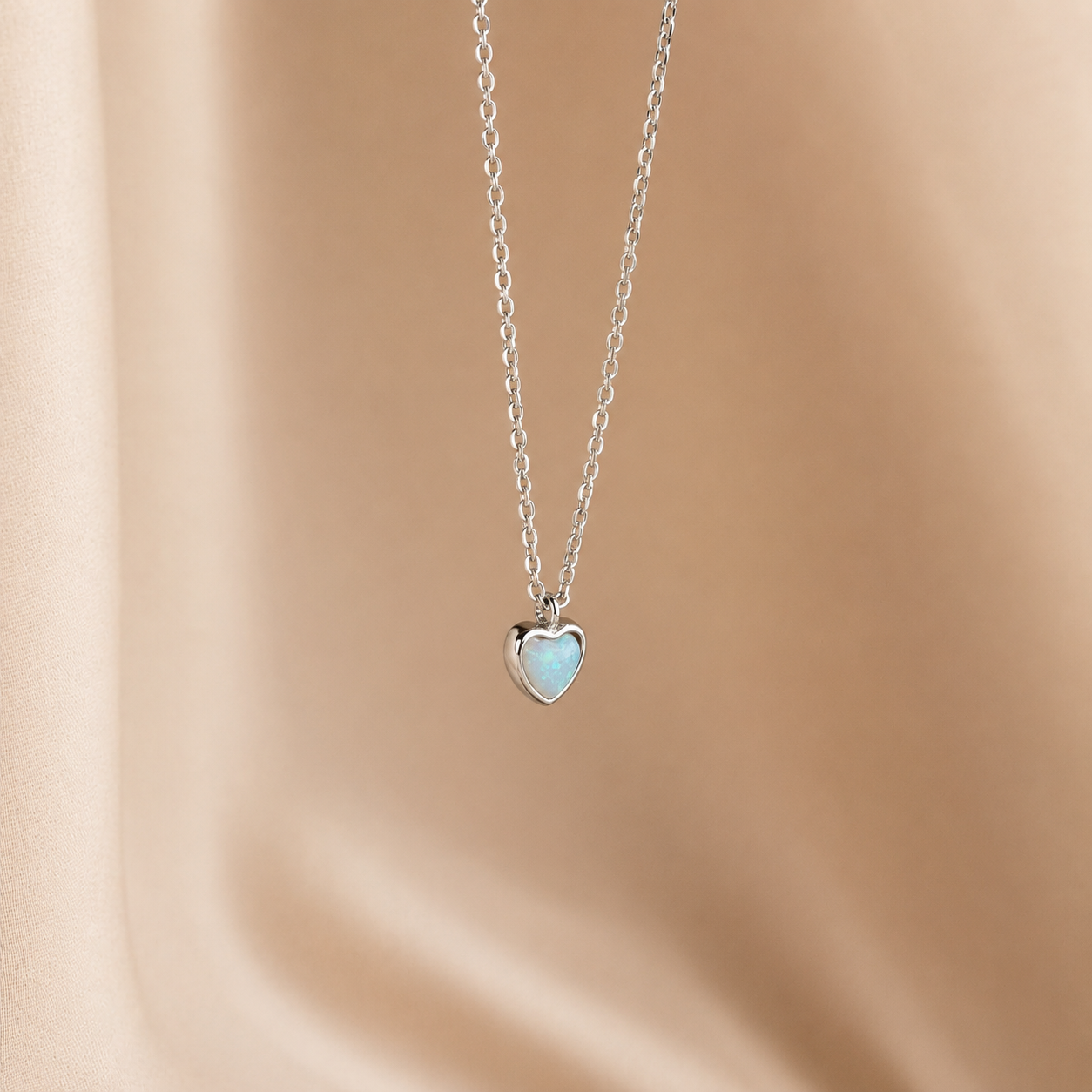 Tiny Opal Heart Necklace