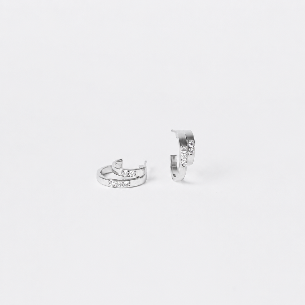 Elegant Laura Duo Pavé Hoop Earrings with double-row pavé detailing.