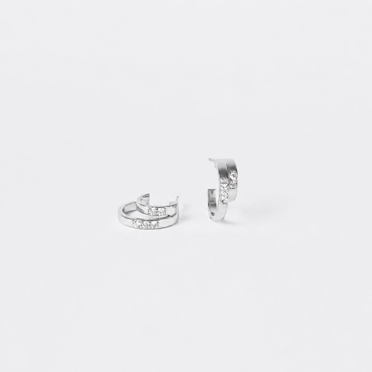 Elegant Laura Duo Pavé Hoop Earrings with double-row pavé detailing.