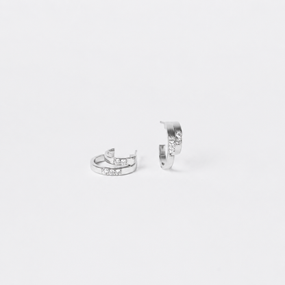Elegant Laura Duo Pavé Hoop Earrings with double-row pavé detailing.