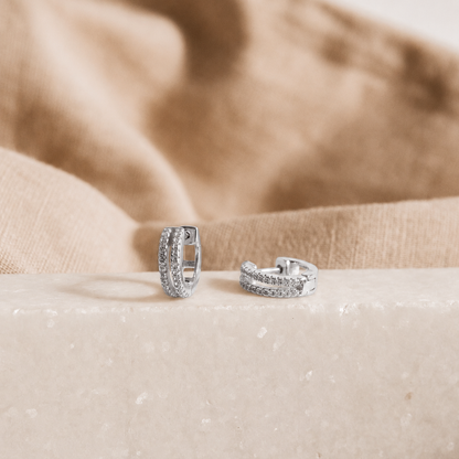 Eternal Sparkle: Ashley Duo Pavé Huggie Earrings