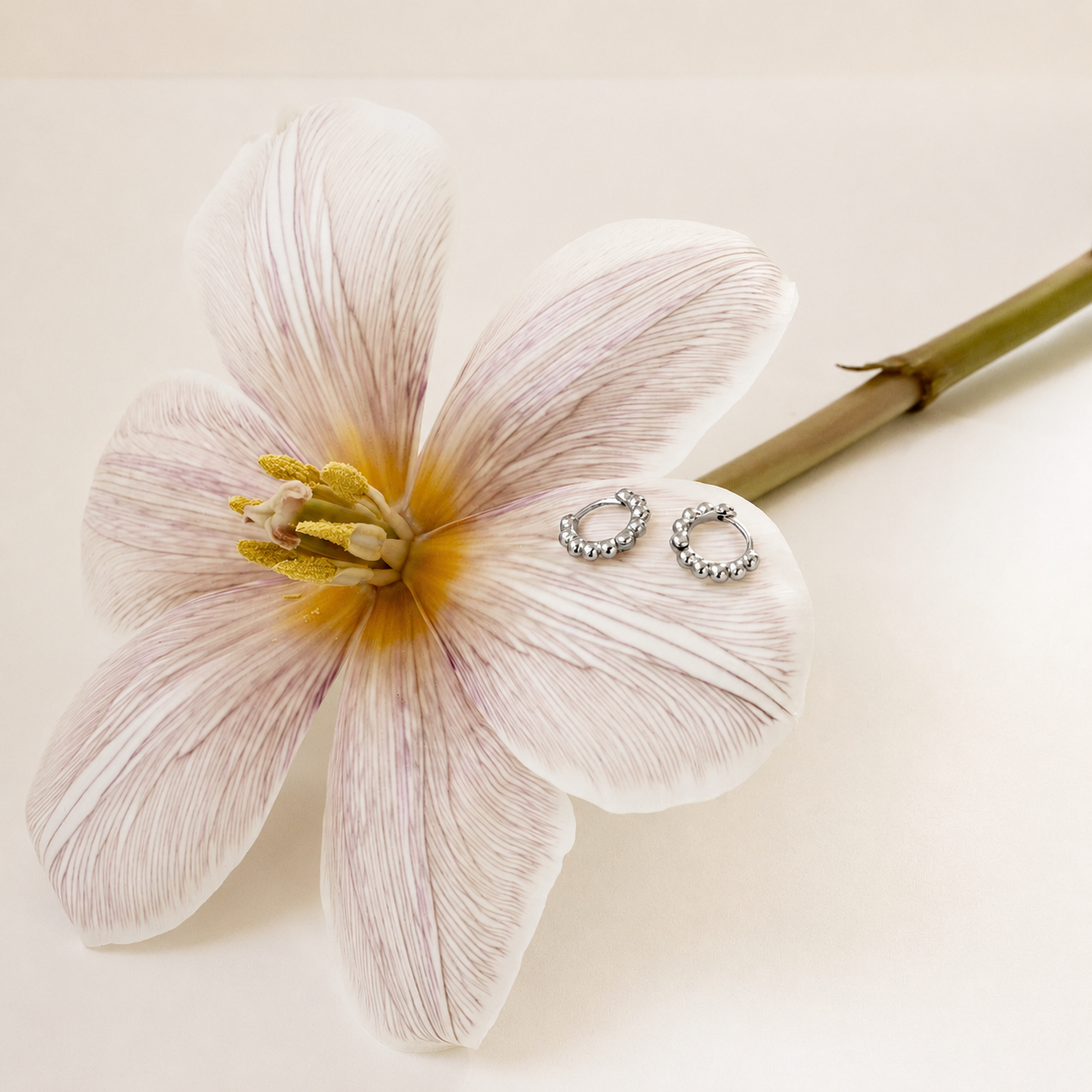 Dainty Sphere Beaded Huggies
