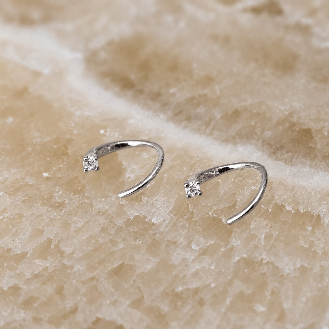 Jady Wire Diamond Hoops
