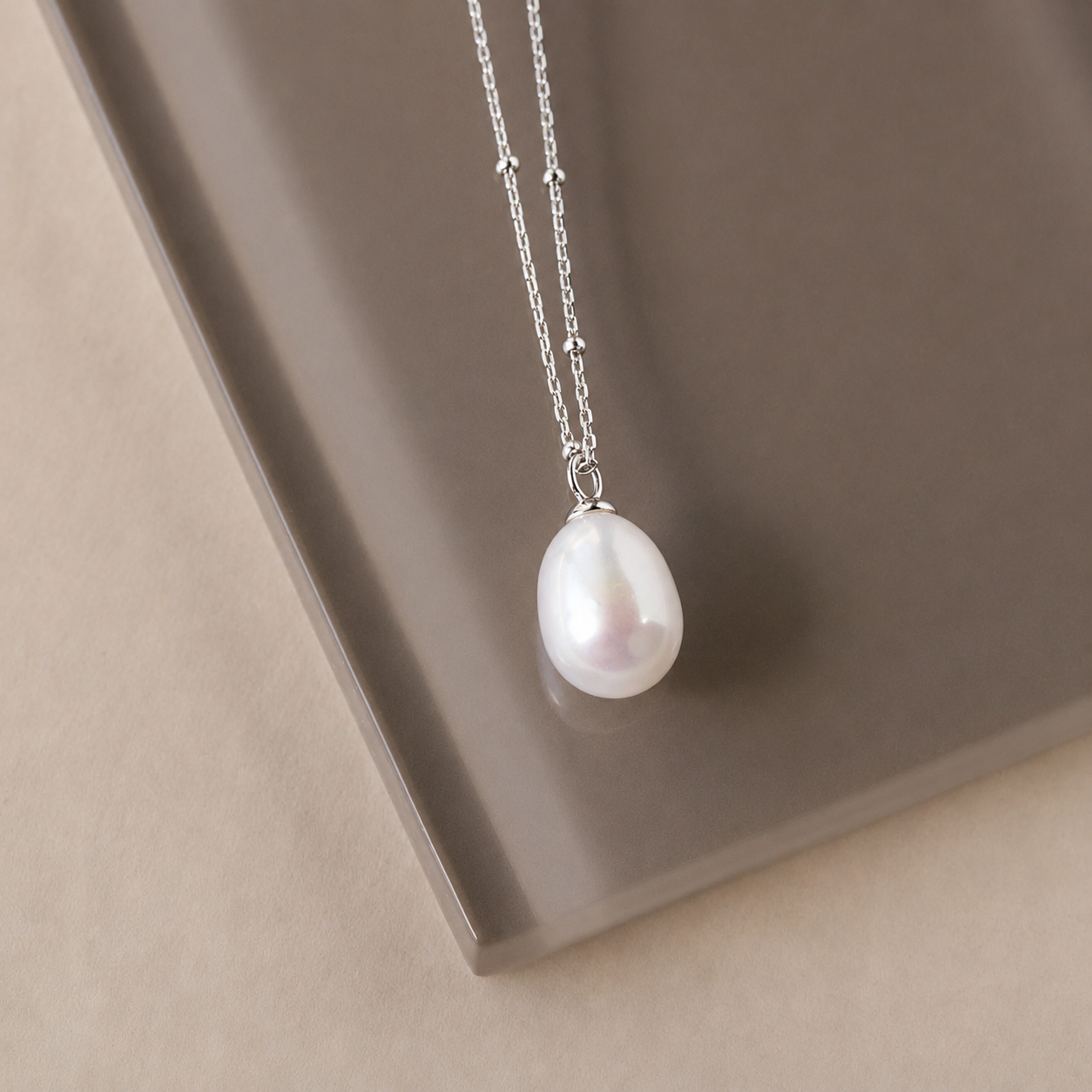 Pearl Station Pendant Necklace