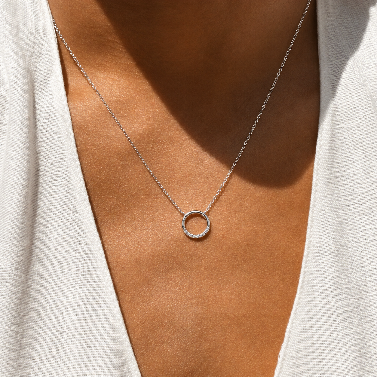 Kayla Pave Circle Necklace