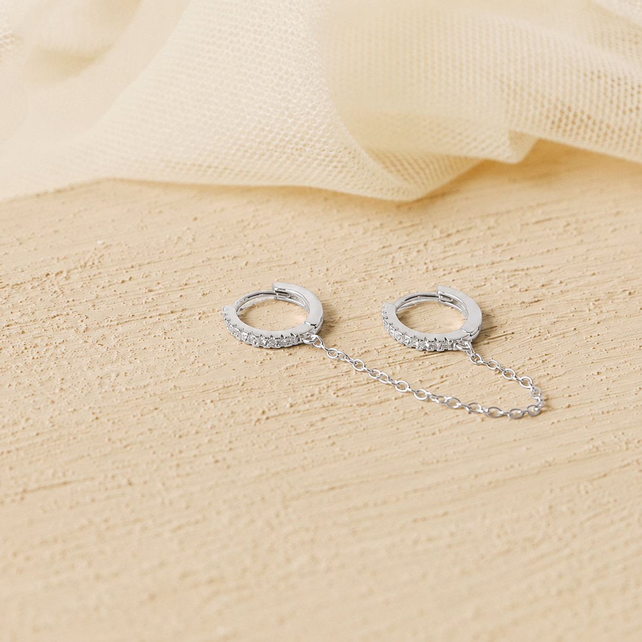 Pave Duo Chain Earrings