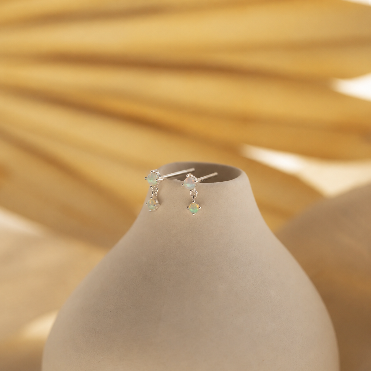 Opal Birthstone Drop Studs