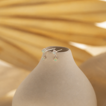 Opal Birthstone Drop Studs