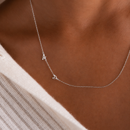 Sideways Initial Heart Necklace