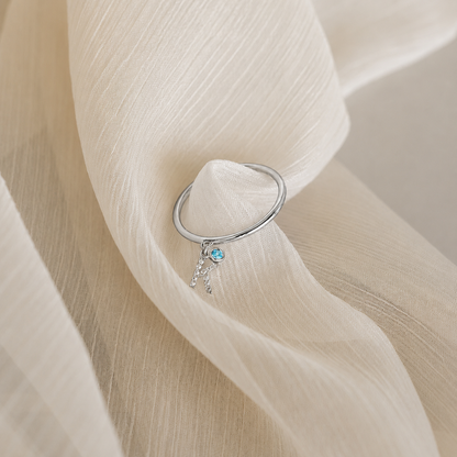 Pave Initial Birthstone Drop Ring
