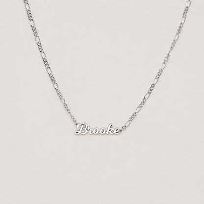 Mellow Name Necklace in Figaro Chain