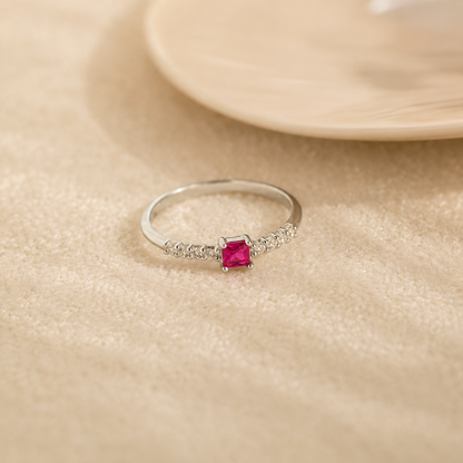 Regal Radiance: The Pave Princess Birthstone Ring