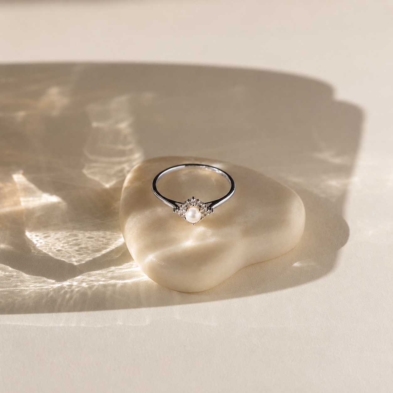 Vintage Pave Pearl Ring