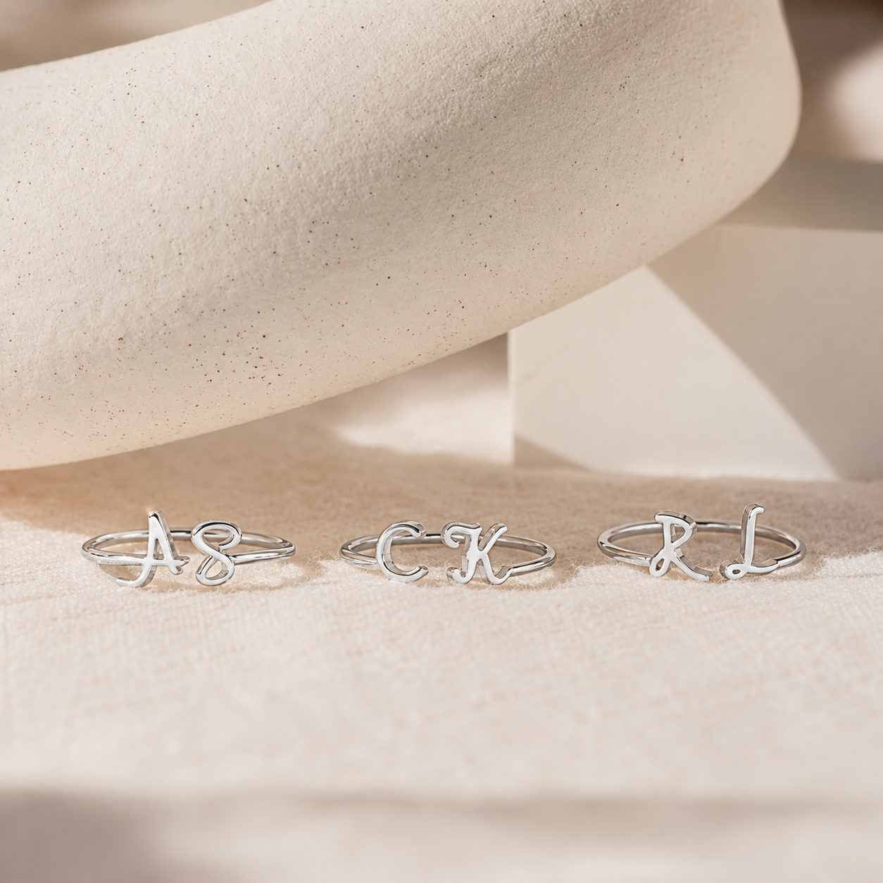 Dainty Duo Initial Ring