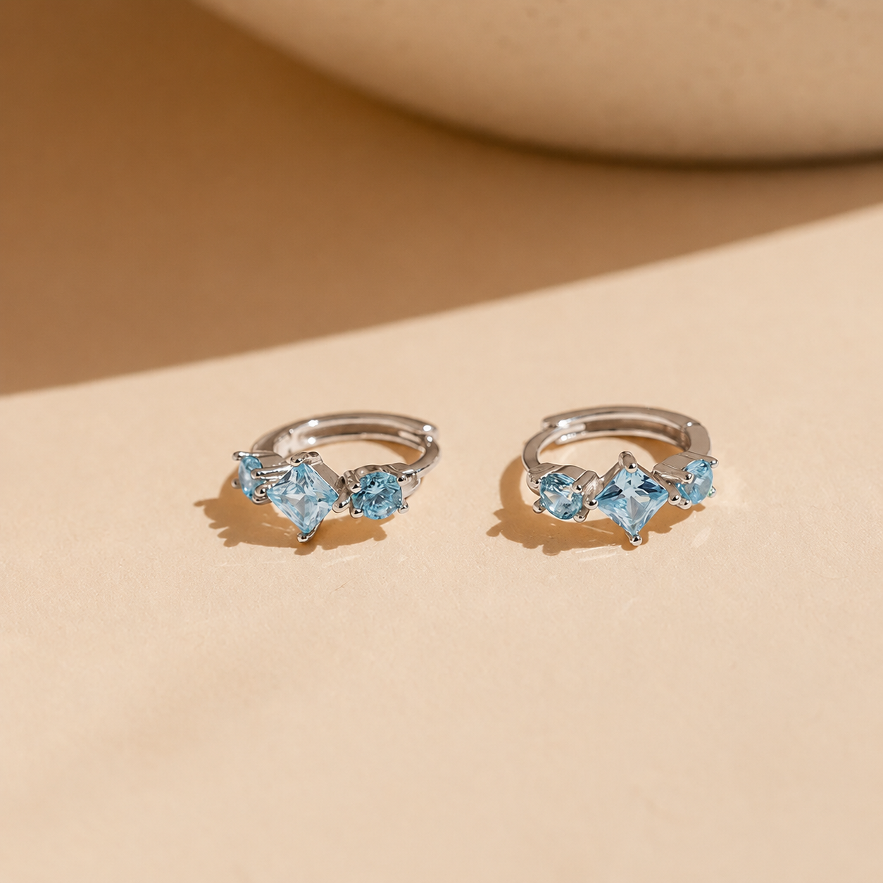 Aquamarine Huggie Hoops