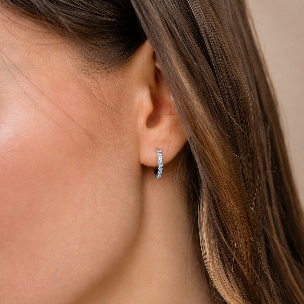 Ocean Breeze: Aquamarine Pave Huggie Earrings
