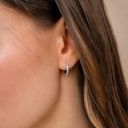 Ocean Breeze: Aquamarine Pave Huggie Earrings