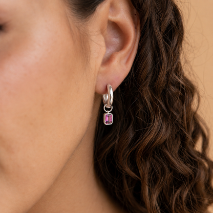 Dangling Emerald Birthstone Hoops