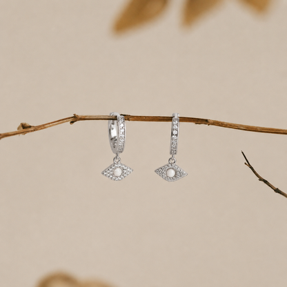 Aleah Opal Evil Eye Dangle Hoop Earrings