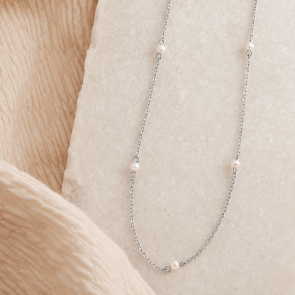 Dainty Pearl Station Necklace
