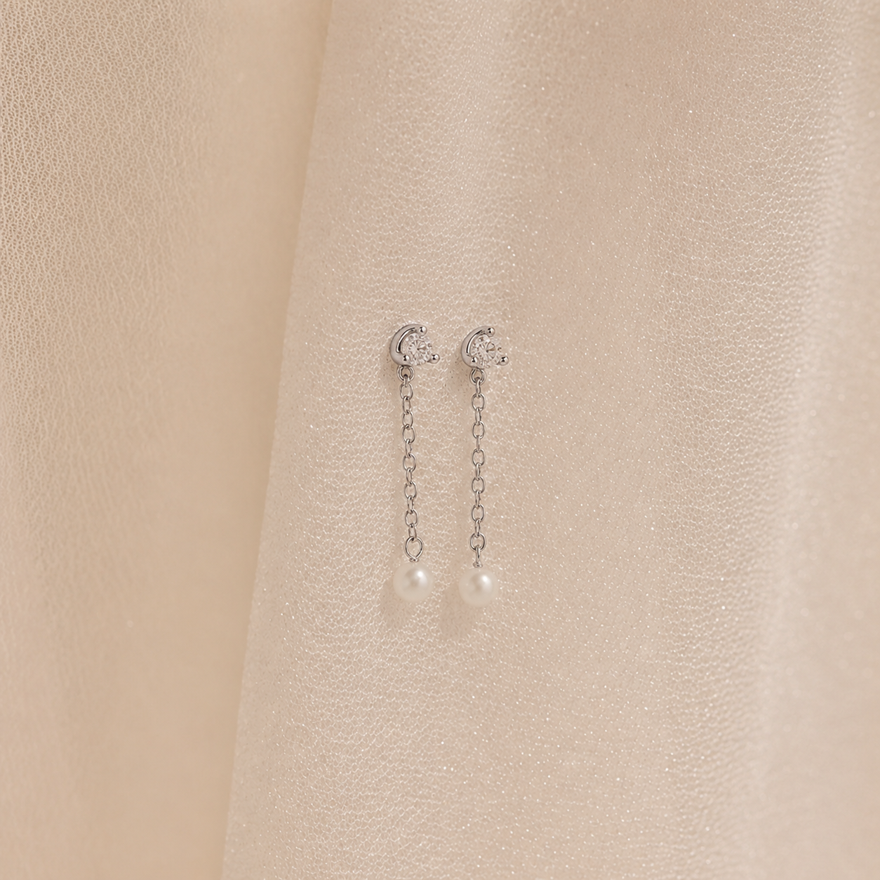 Diamond Pearl Drop Earrings