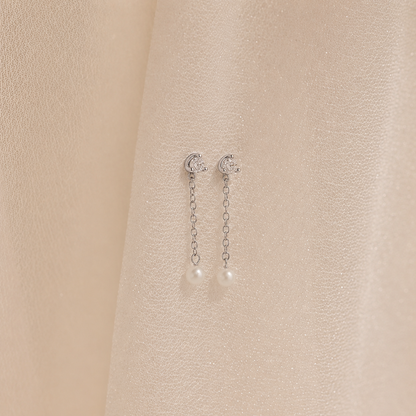 Diamond Pearl Drop Earrings