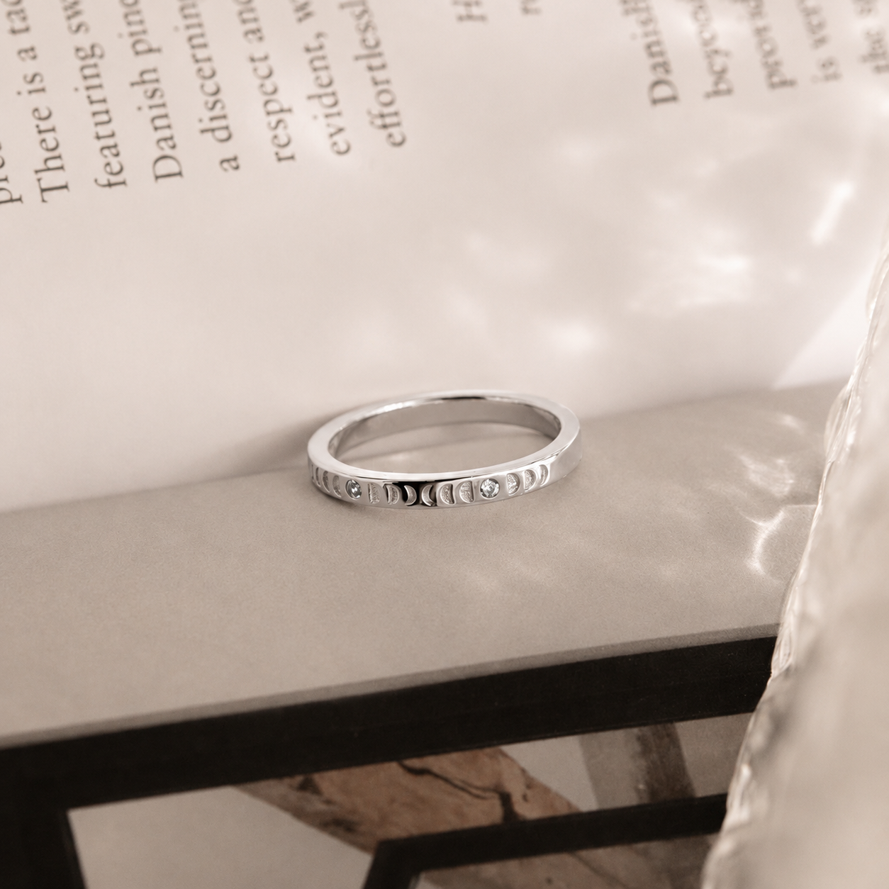 Phases of the Moon CZ Diamond Ring