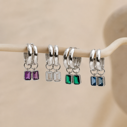 Dangling Gemstone Hoops