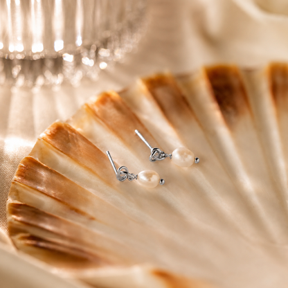 Dainty Knot Pearl Earrings