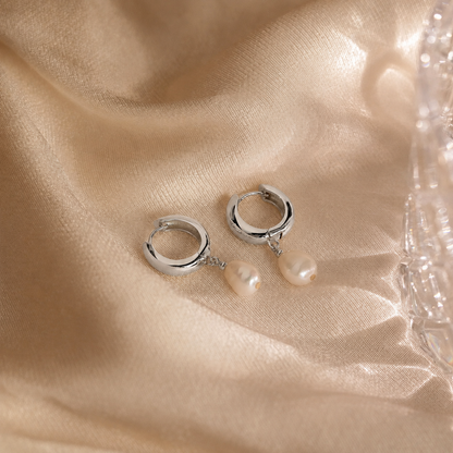 Pearl Drop Hoops